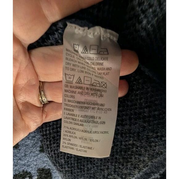 Denim & Co. Womens Jacquard Long-Sleeve Open-Front Cardigan XL Blue Animal Print - Picture 6 of 7